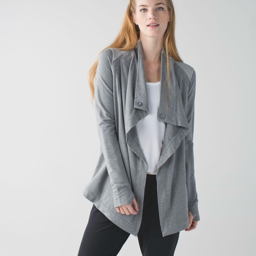 Lululemon wrap sweater jacket, Stylish Gray Open Front Cardigan